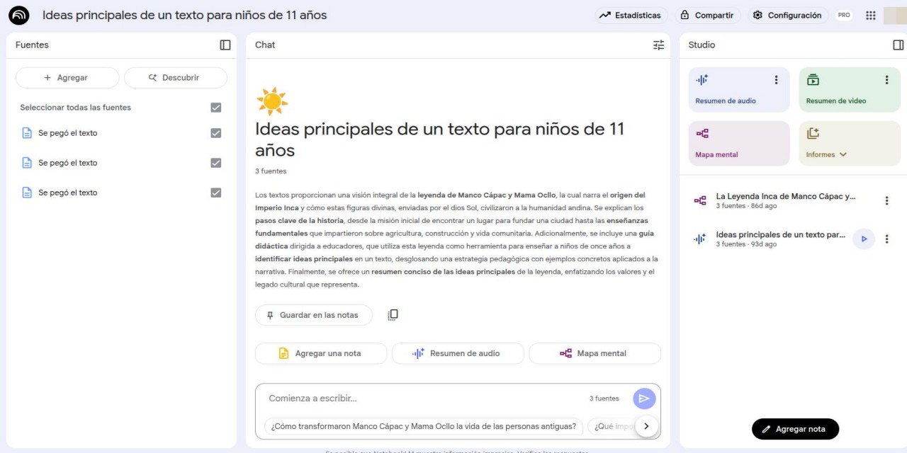 Una vez que subes tus documentos, puedes pedirle que haga cosas asombrosas