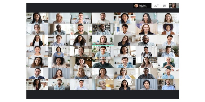49 participantes en una sola vista con Google Meet